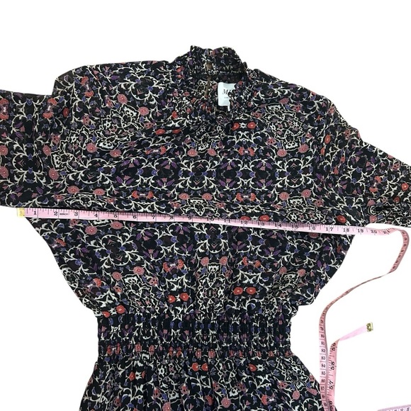 Misa Raina asymmetrical midi dress size XS mixed ditsy floral ruffle mock neck - Picture 12 of 13